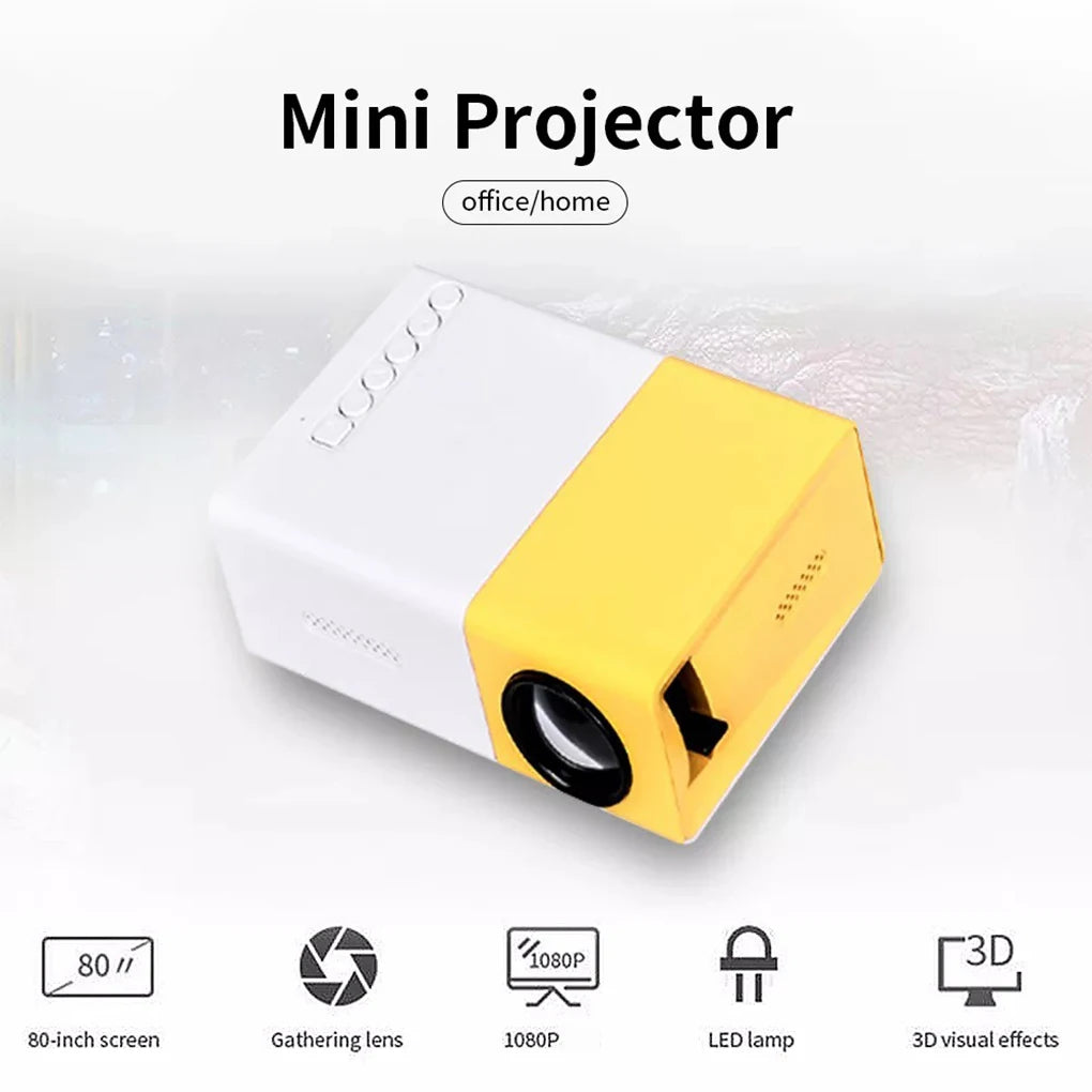YG300 Portable Mini Movie Projector 1080P USB Audio Home Media Player Beamer Suitable for Outdoor Camping Drive-In Home Theater