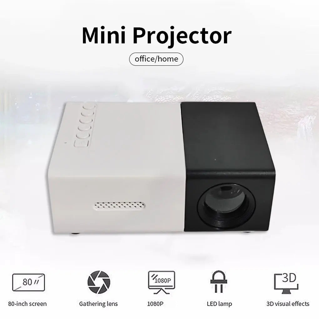 YG300 Portable Mini Movie Projector 1080P USB Audio Home Media Player Beamer Suitable for Outdoor Camping Drive-In Home Theater
