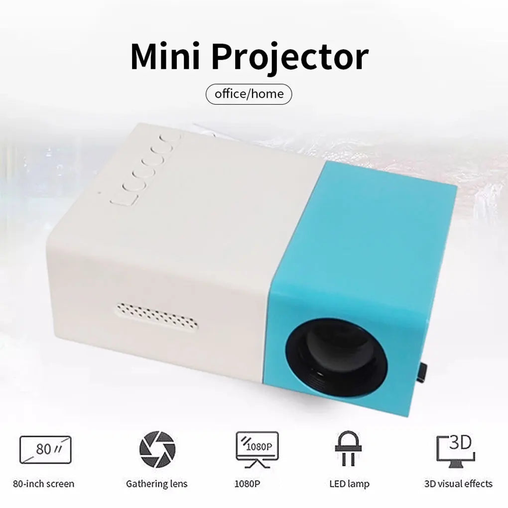 YG300 Portable Mini Movie Projector 1080P USB Audio Home Media Player Beamer Suitable for Outdoor Camping Drive-In Home Theater