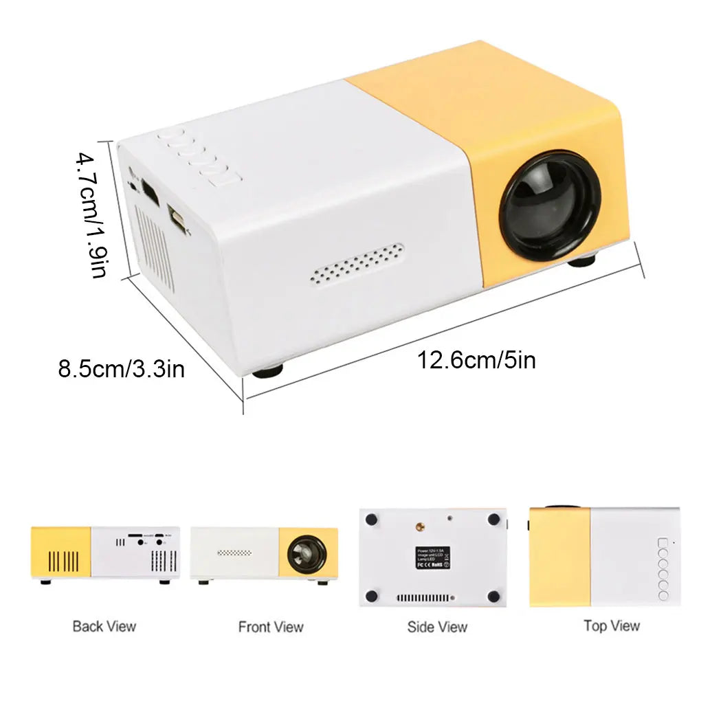 YG300 Portable Mini Movie Projector 1080P USB Audio Home Media Player Beamer Suitable for Outdoor Camping Drive-In Home Theater